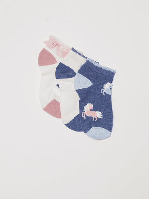 Calcetín Tripack Corto Niña Blanco Familyshop