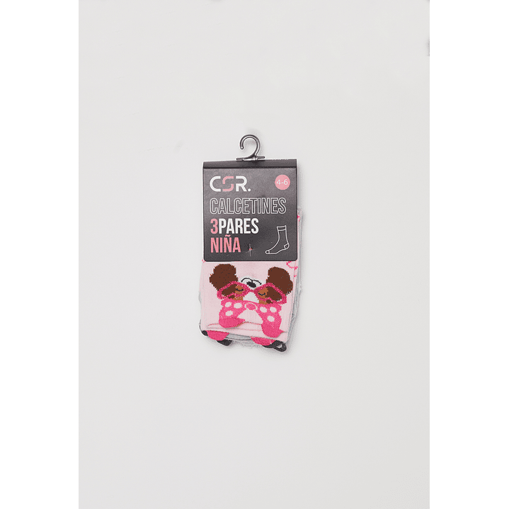 Calcetín Tripack Largo Dogs Niña Rosado Familyshop 2