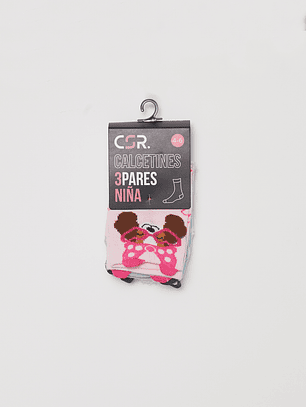Calcetín Tripack Largo Dogs Niña Rosado Familyshop