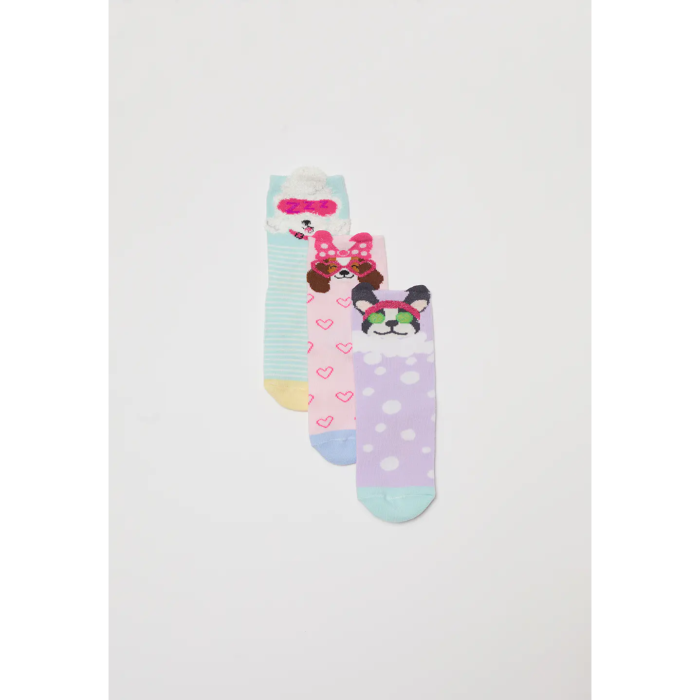 Calcetín Tripack Largo Dogs Niña Rosado Familyshop 1
