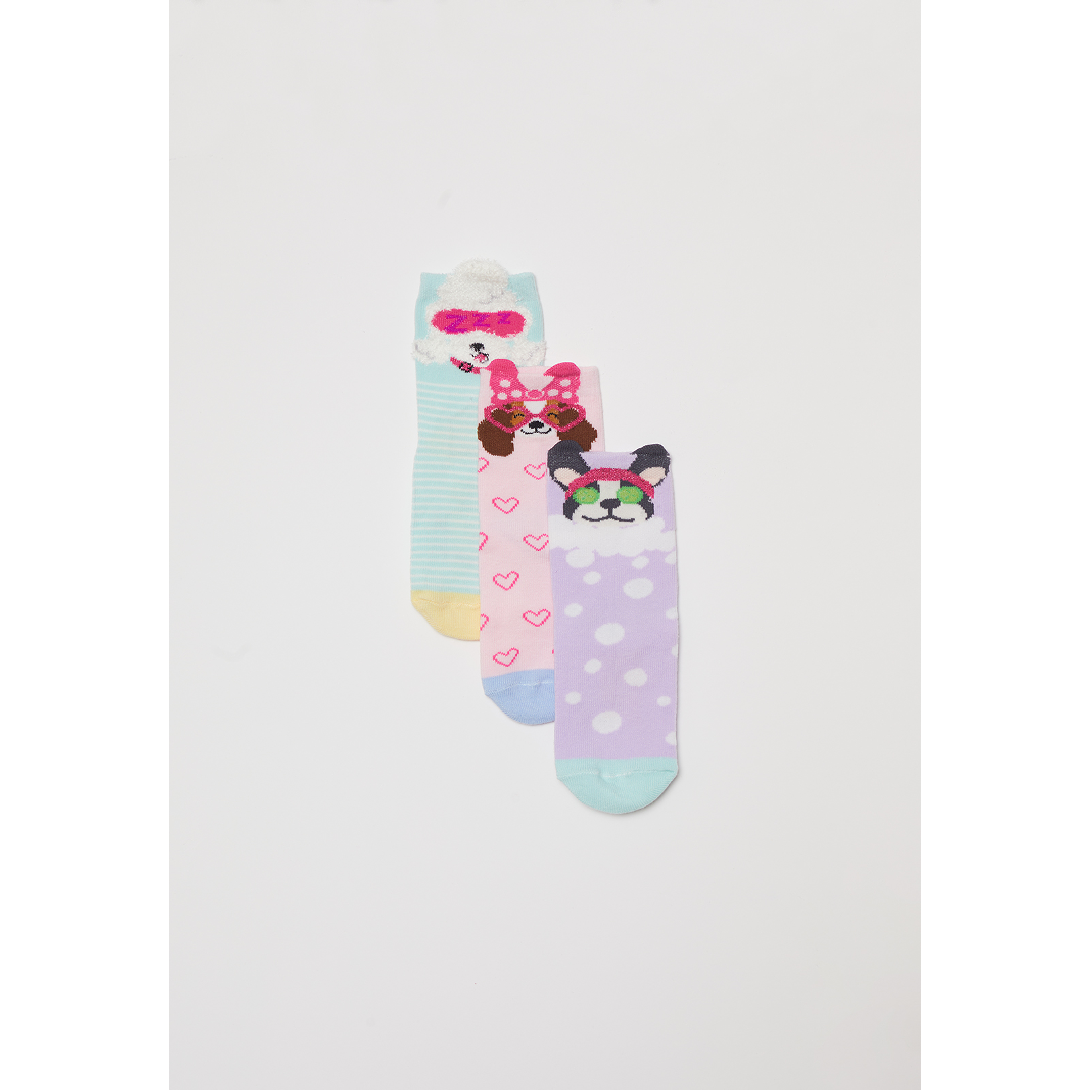 Calcetín Tripack Largo Dogs Niña Rosado Familyshop 1