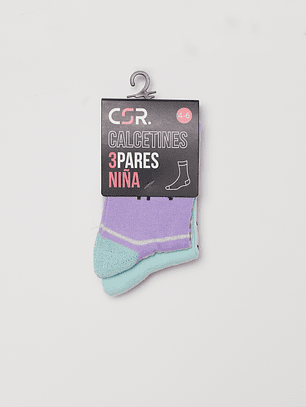 Calcetín Tripack Largo Niña Morado Familyshop