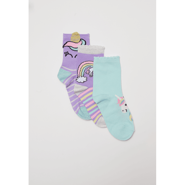 Calcetín Tripack Largo Niña Morado Familyshop 1