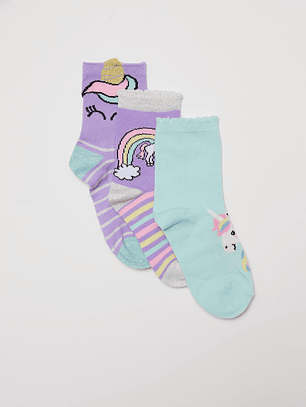 Calcetín Tripack Largo Niña Morado Familyshop