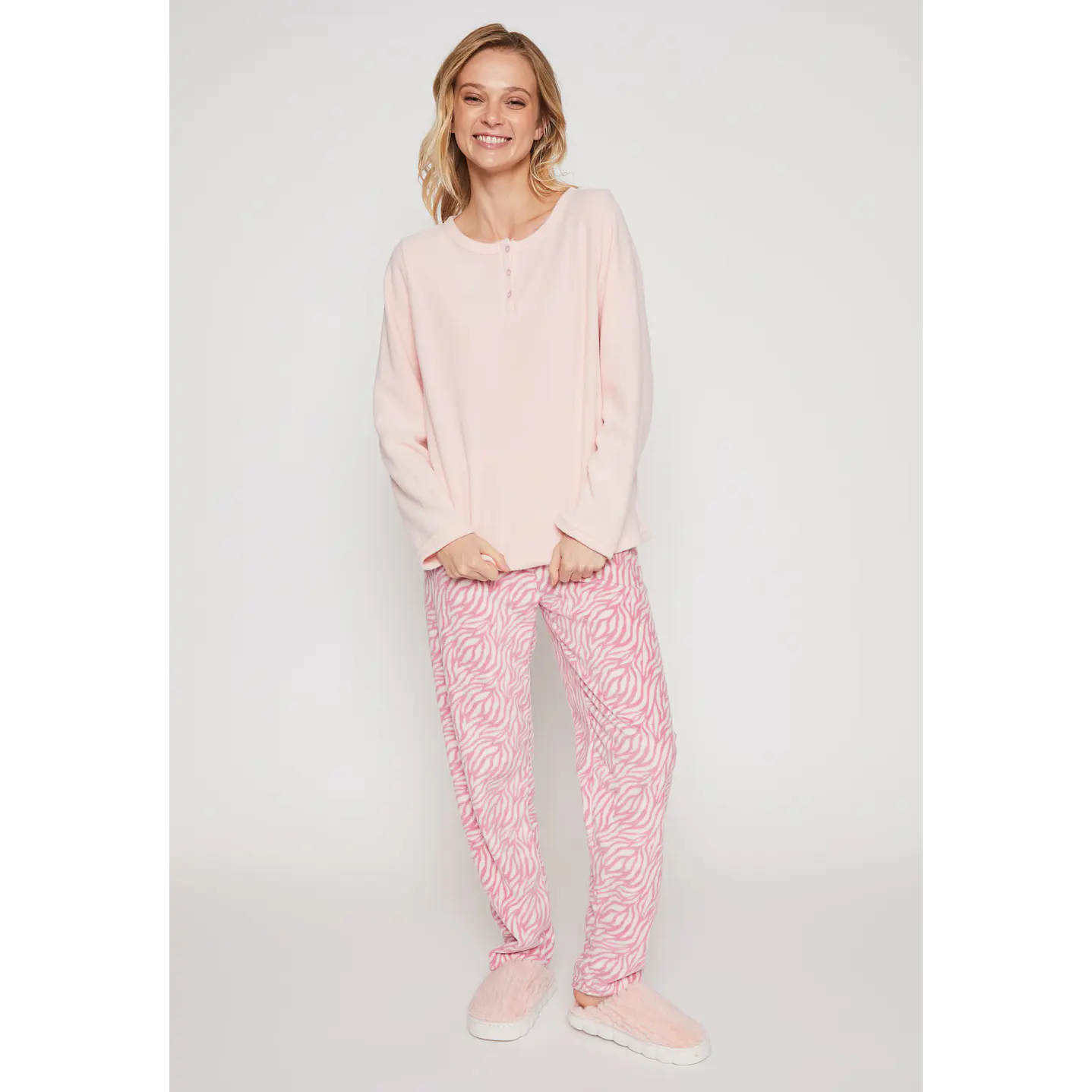 Pijama Polar Mujer Rosado Familyshop 1