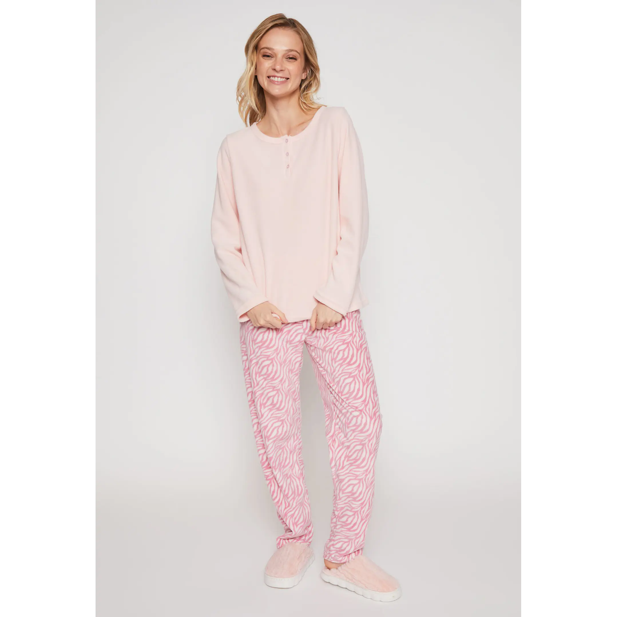 Pijama Polar Mujer Rosado Familyshop 2