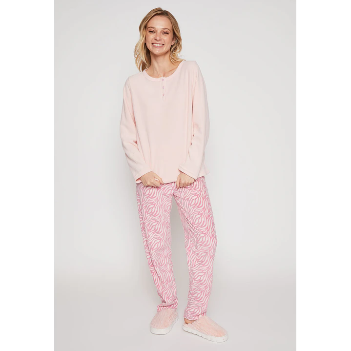 Pijama Polar Mujer Rosado Familyshop 2