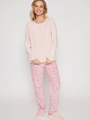 Pijama Polar Mujer Rosado Familyshop