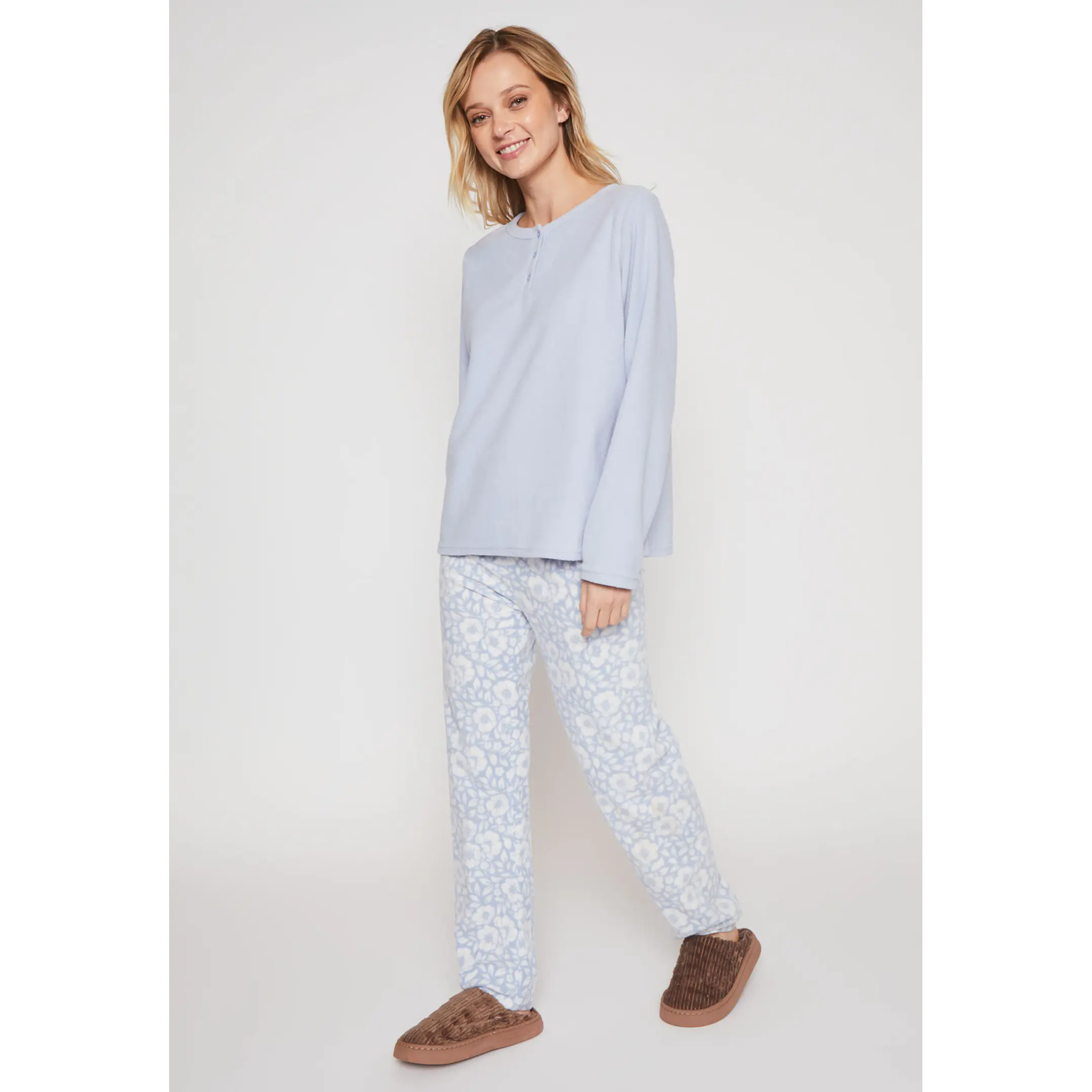 Pijama Polar Mujer Celeste Familyshop 2