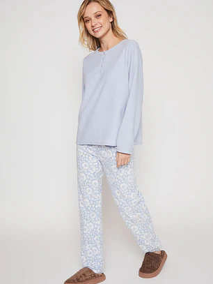 Pijama Polar Mujer Celeste Familyshop