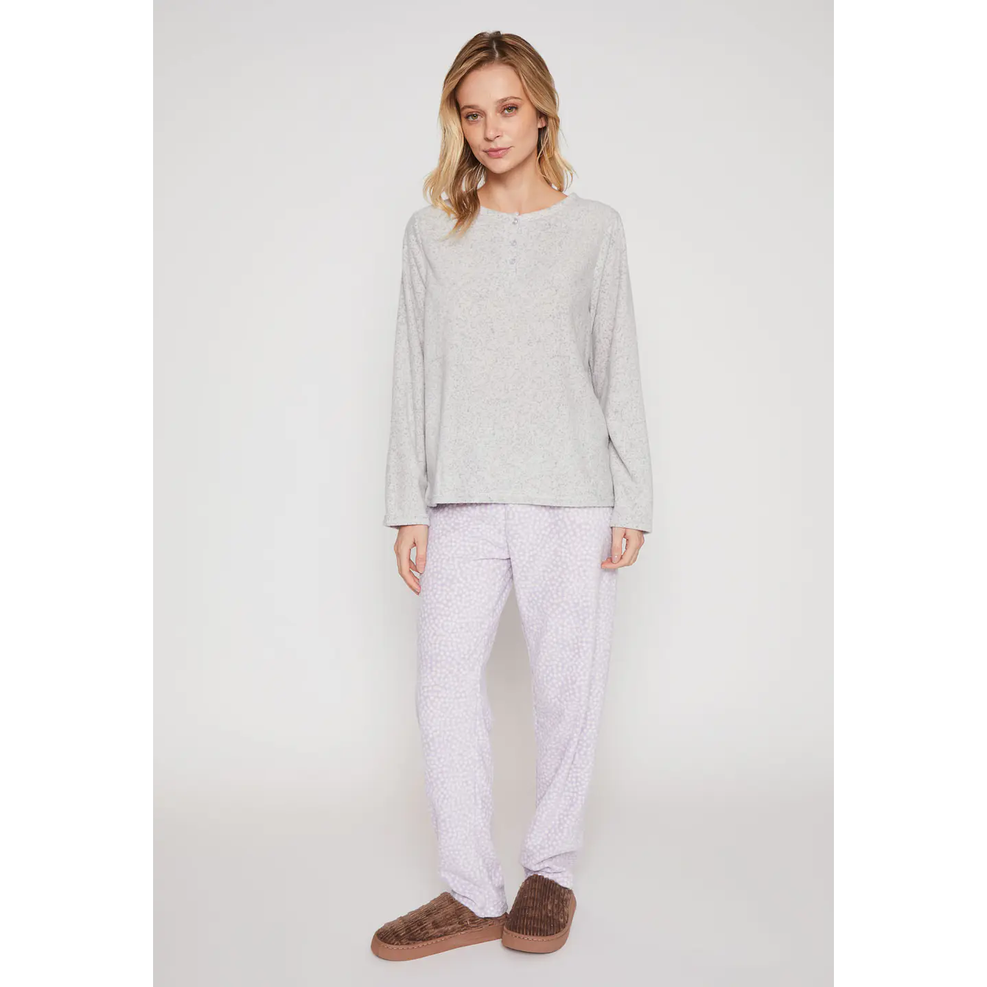 Pijama Polar Mujer Gris Familyshop 1