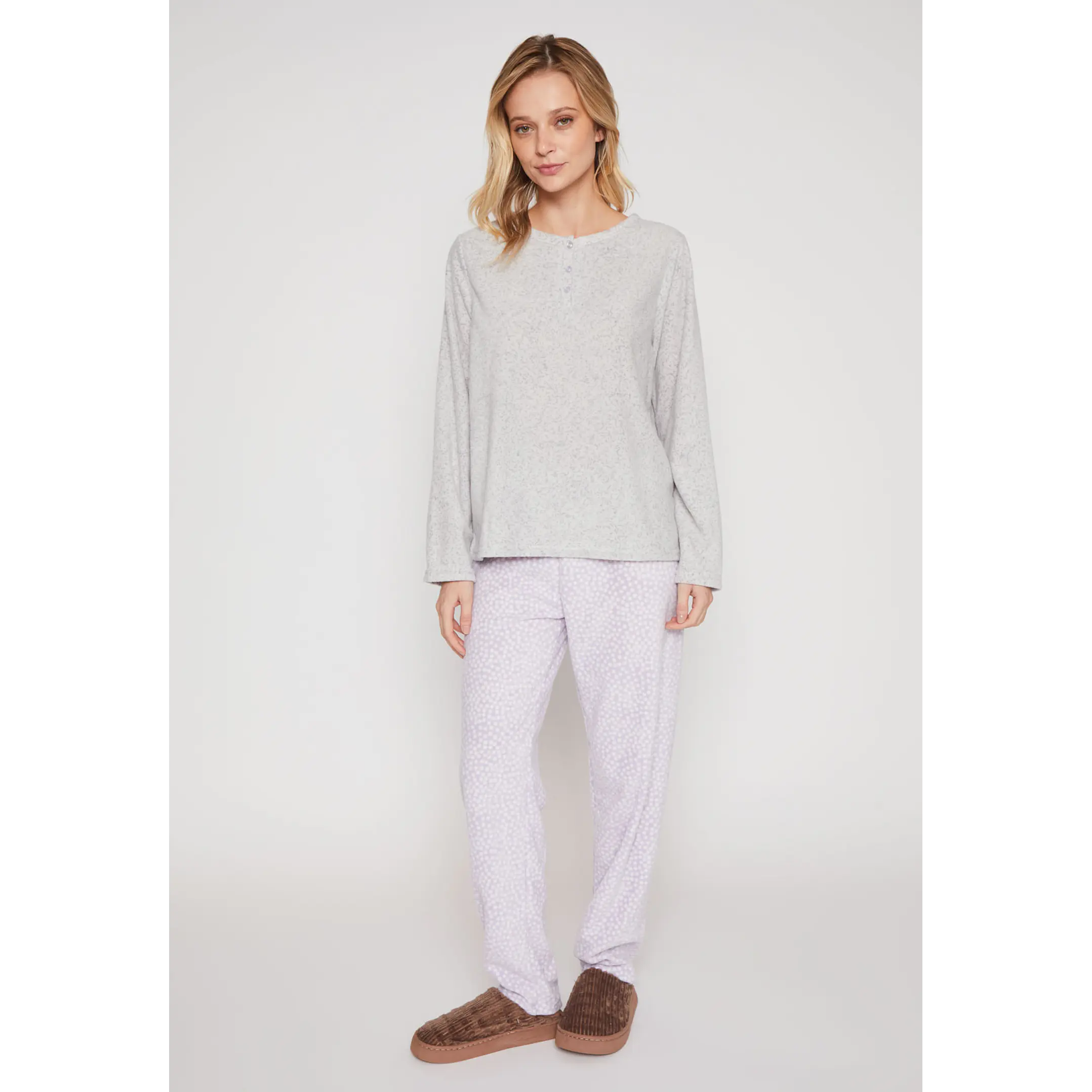 Pijama Polar Mujer Gris Familyshop 2