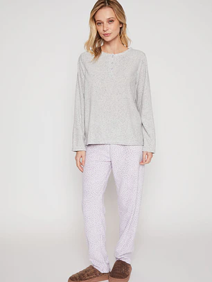 Pijama Polar Mujer Gris Familyshop