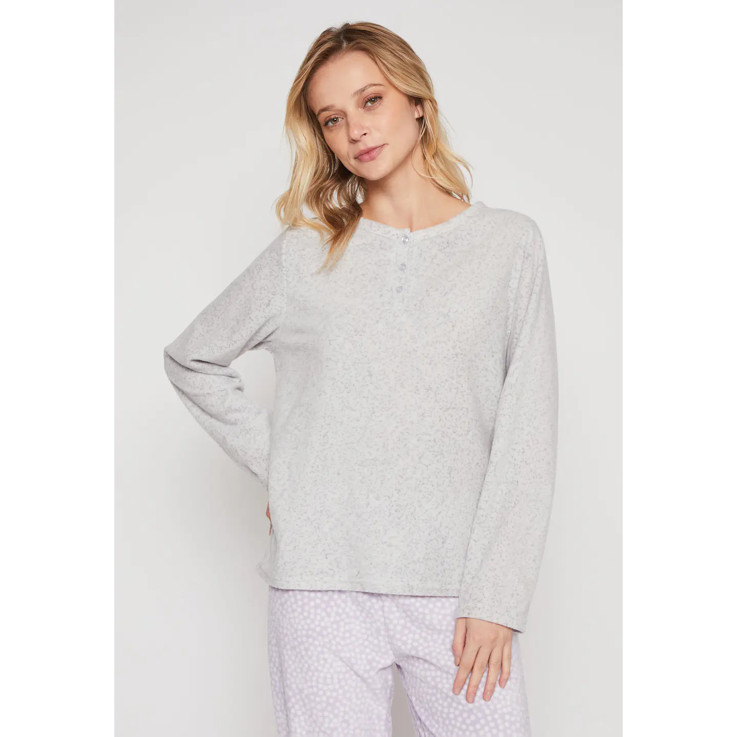 Pijama Polar Mujer Gris Familyshop 2