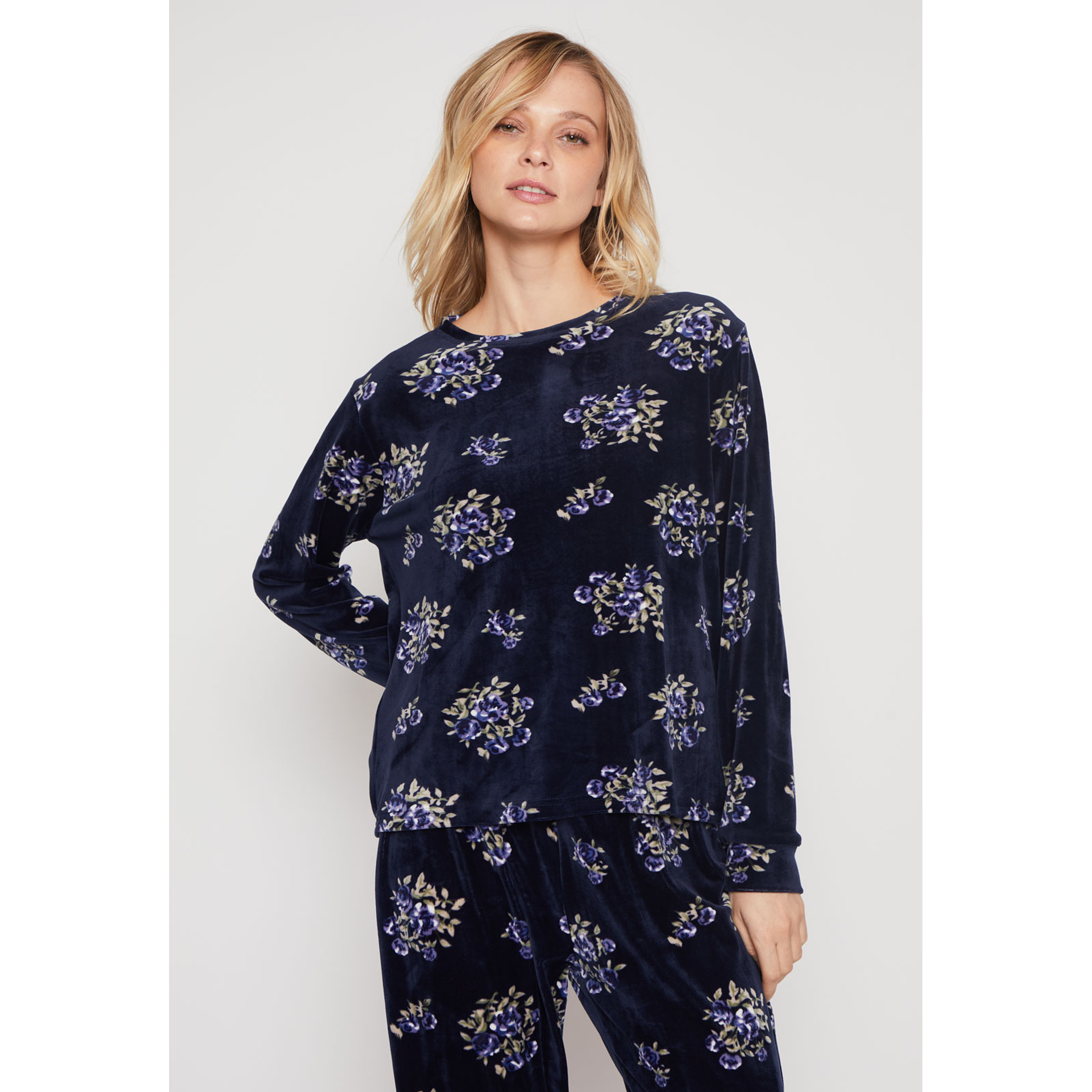 Pijama Plush Flores Mujer Azul Familyshop 1