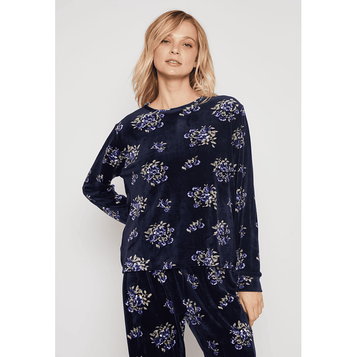 Pijama Plush Flores Mujer Azul Familyshop 1
