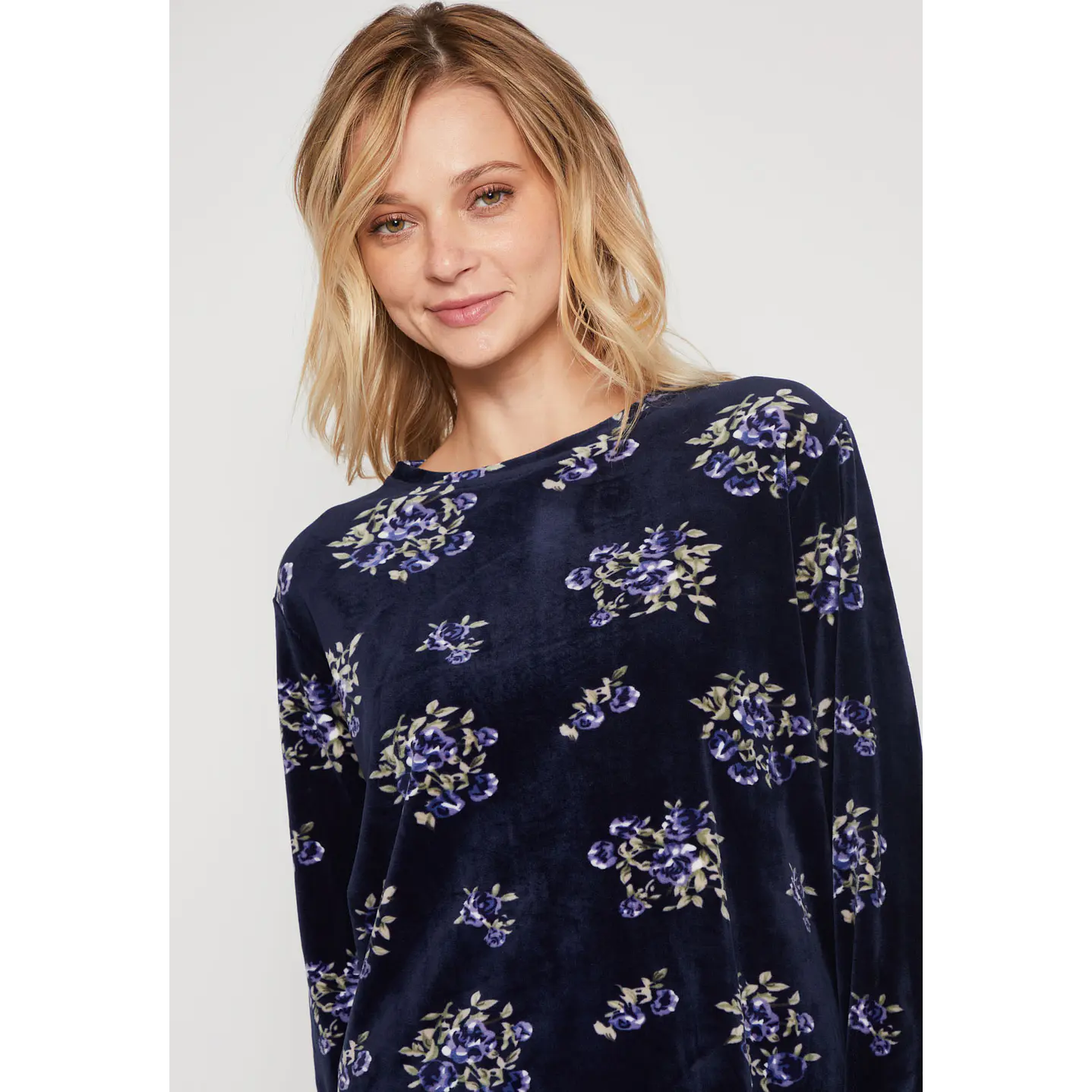 Pijama Plush Flores Mujer Azul Familyshop 4