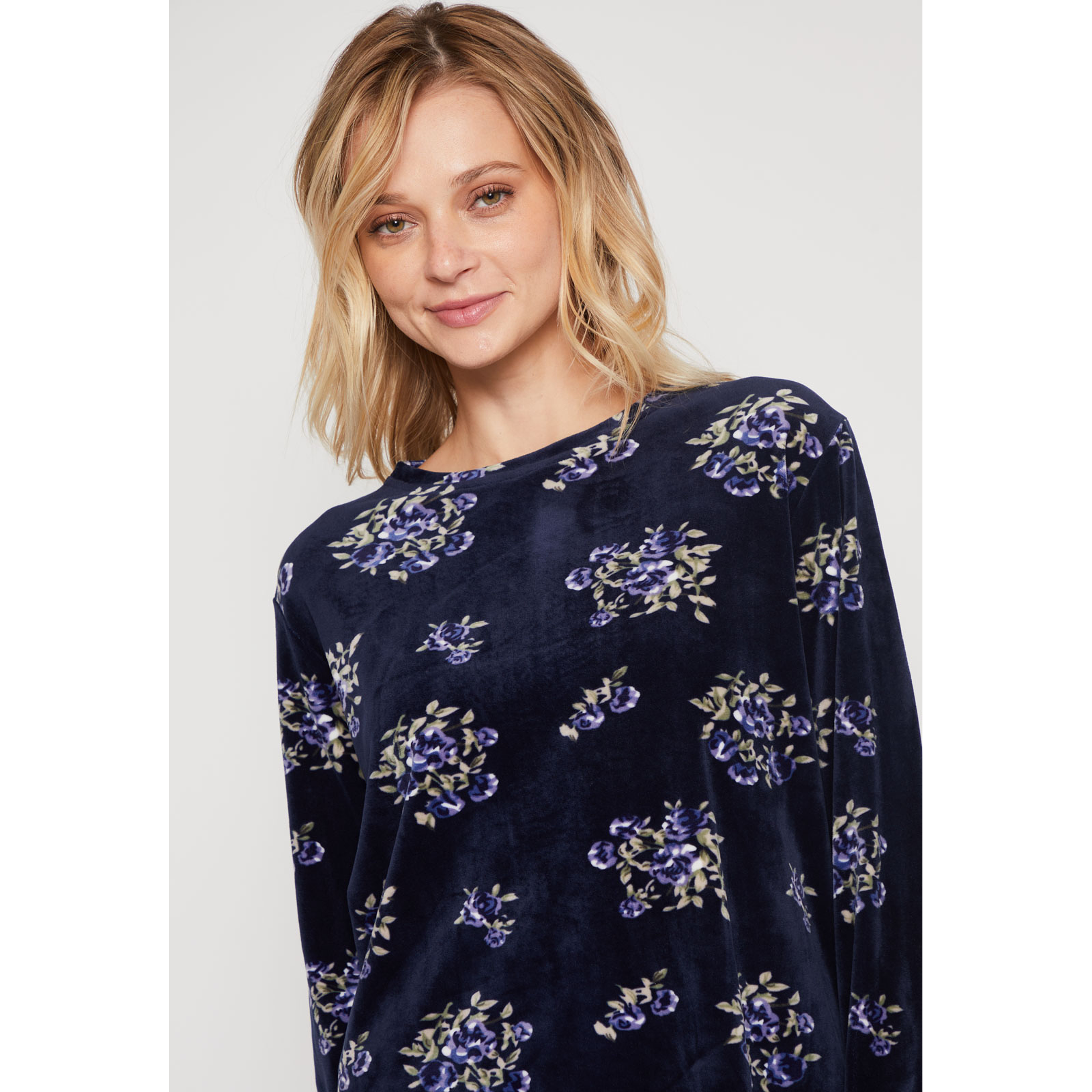 Pijama Plush Flores Mujer Azul Familyshop 2