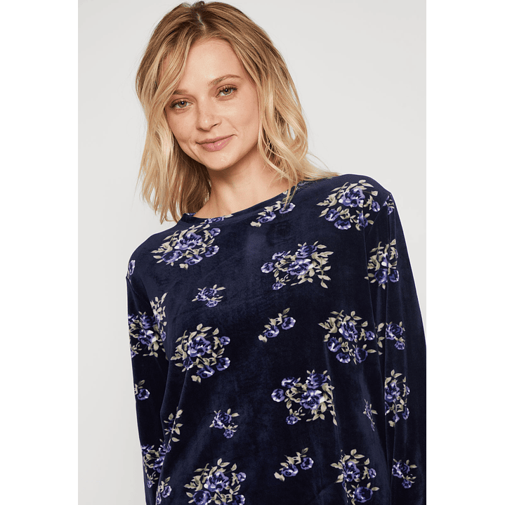 Pijama Plush Flores Mujer Azul Familyshop 2