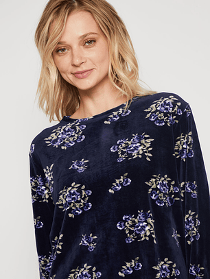 Pijama Plush Flores Mujer Azul Familyshop