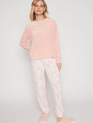 Pijama Plush Mujer Rosado Familyshop