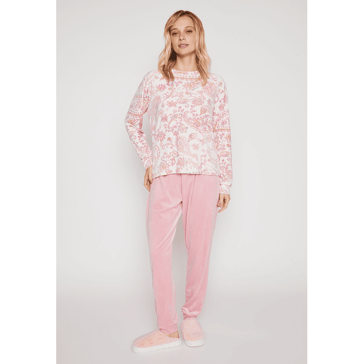 Pijama Plush Flor Mujer Rosado Familyshop 4