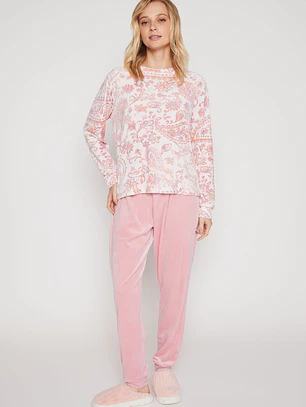 Pijama Plush Flor Mujer Rosado Familyshop