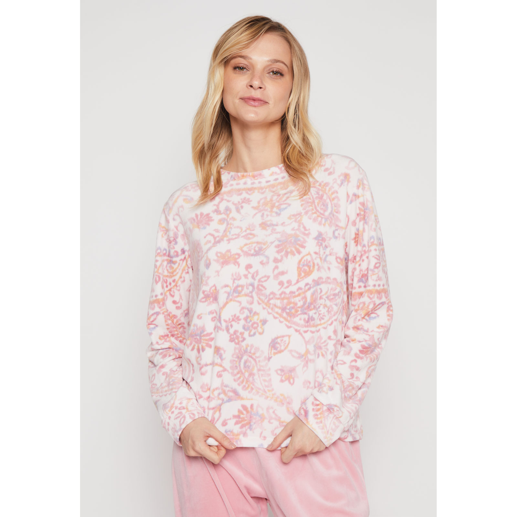 Pijama Plush Flor Mujer Rosado Familyshop 1