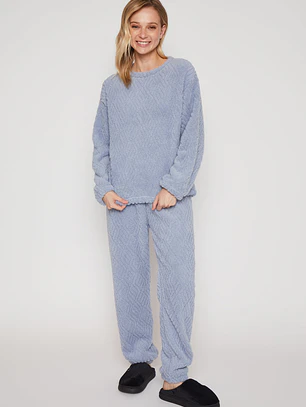 Pijama Peludo Mujer Gris Familyshop