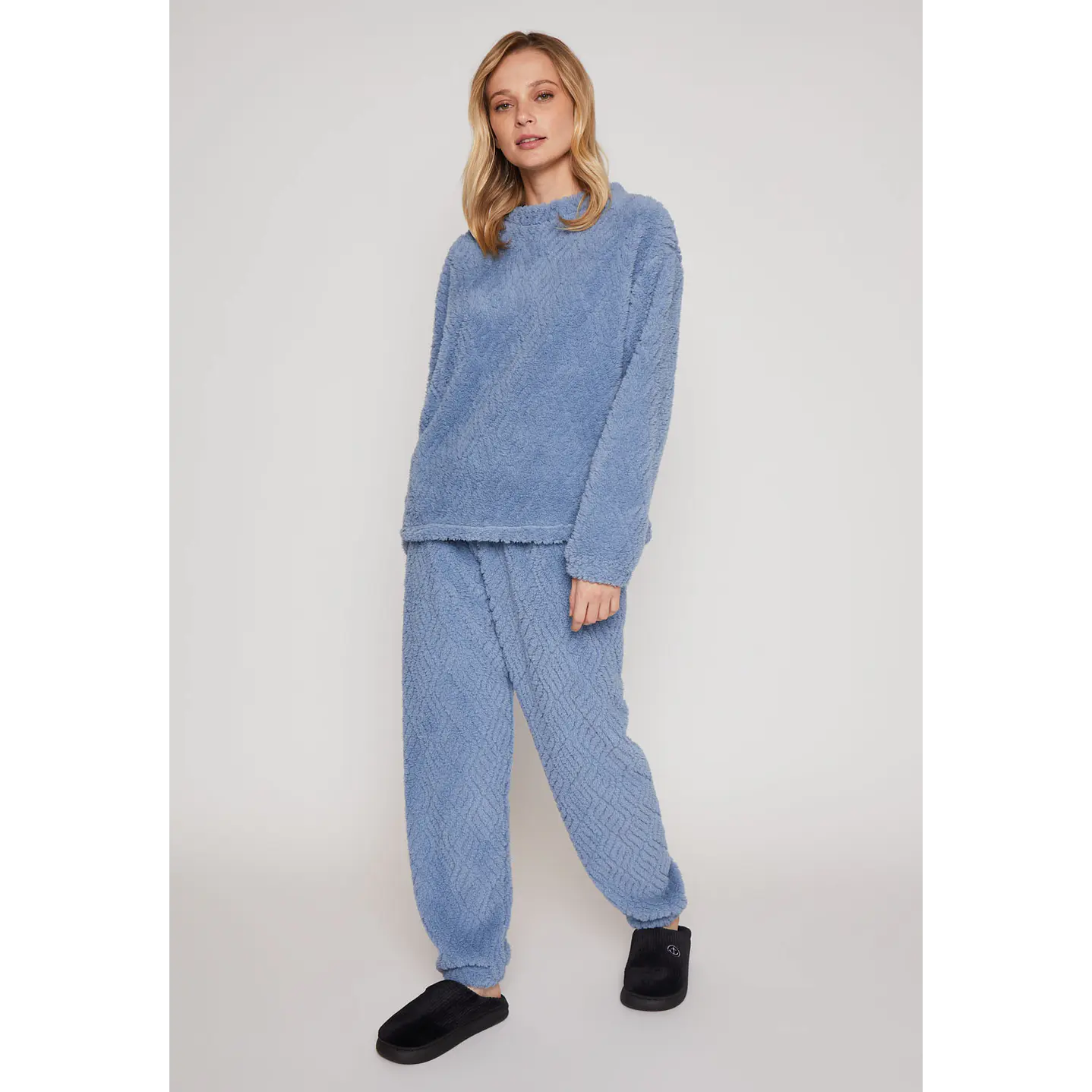 Pijama Peludo Mujer Azul Familyshop 4