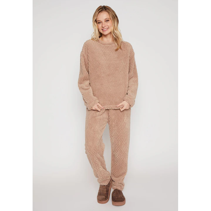 Pijama Peludo Mujer Beige Familyshop 4