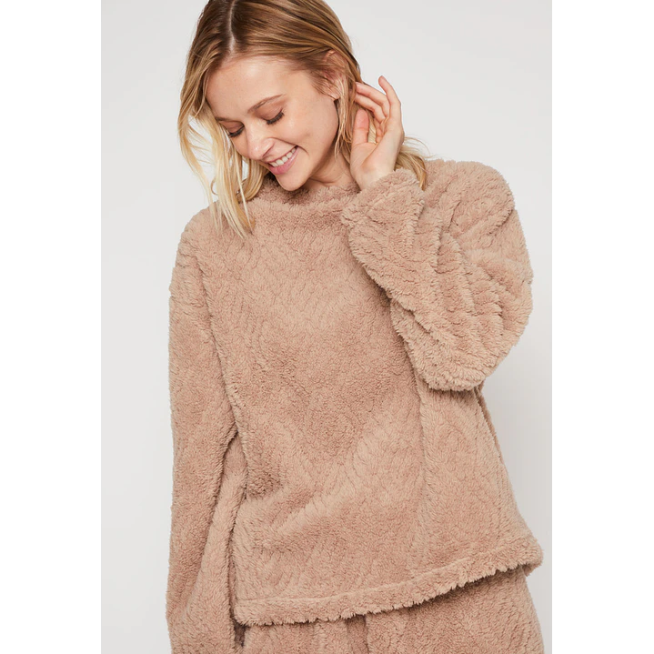 Pijama Peludo Mujer Beige Familyshop 1