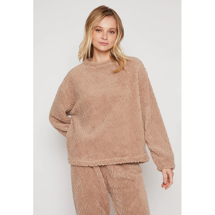 Pijama Peludo Mujer Beige Familyshop 2