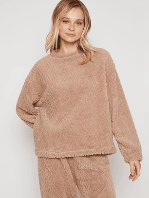 Pijama Peludo Mujer Beige Familyshop