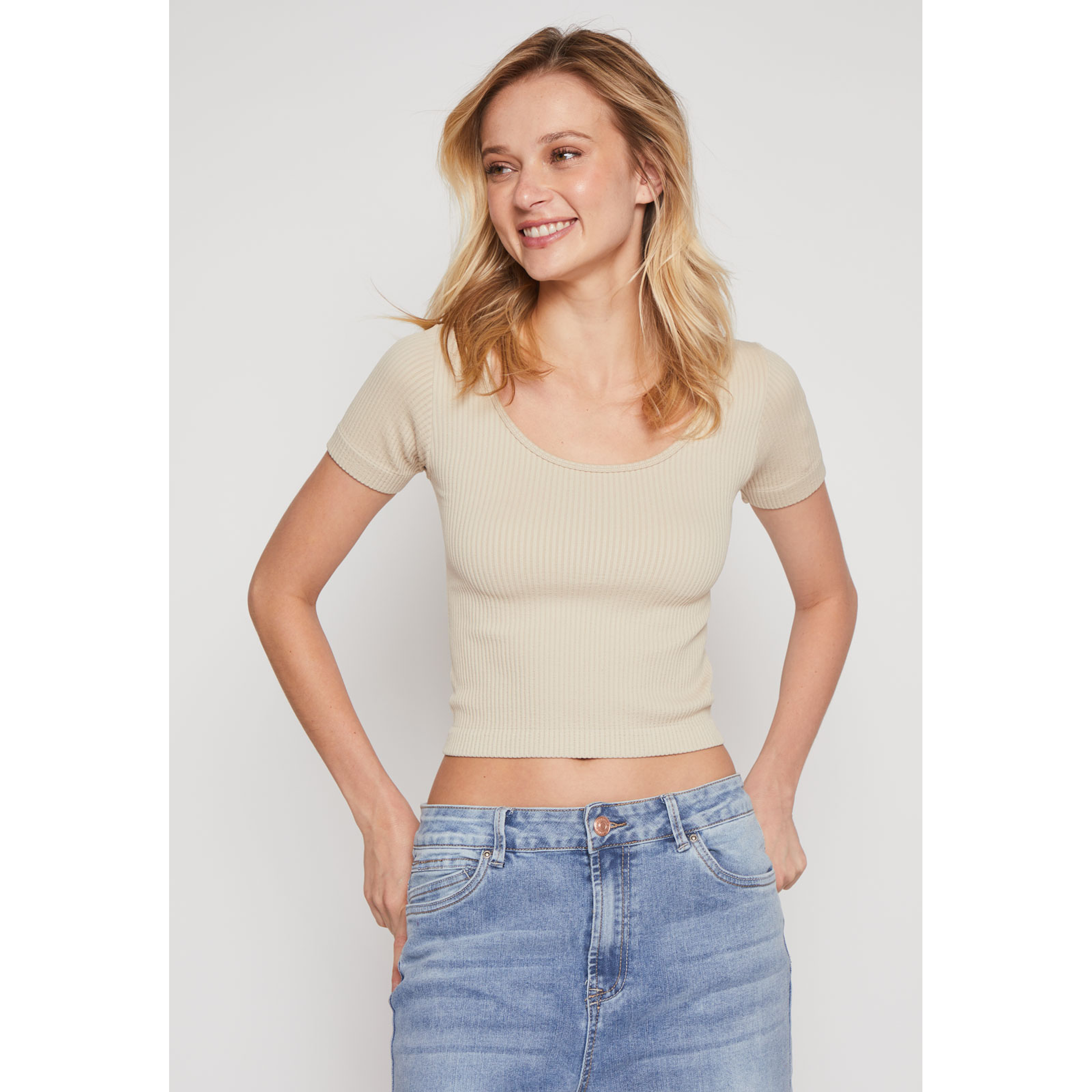Polera Seamless Mujer Beige Familyshop 1