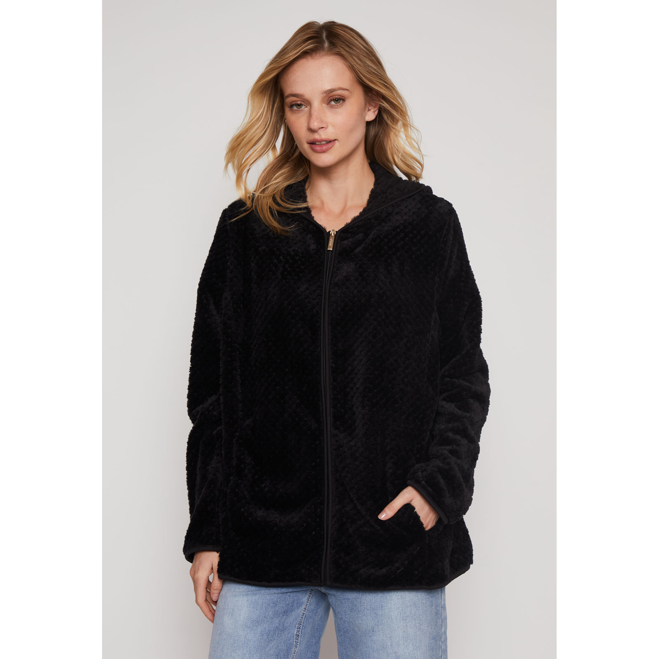 Polar Peludo Líneas Mujer Negro Familyshop 1