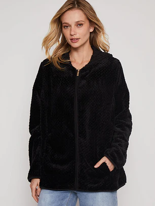 Polar Peludo Líneas Mujer Negro Familyshop