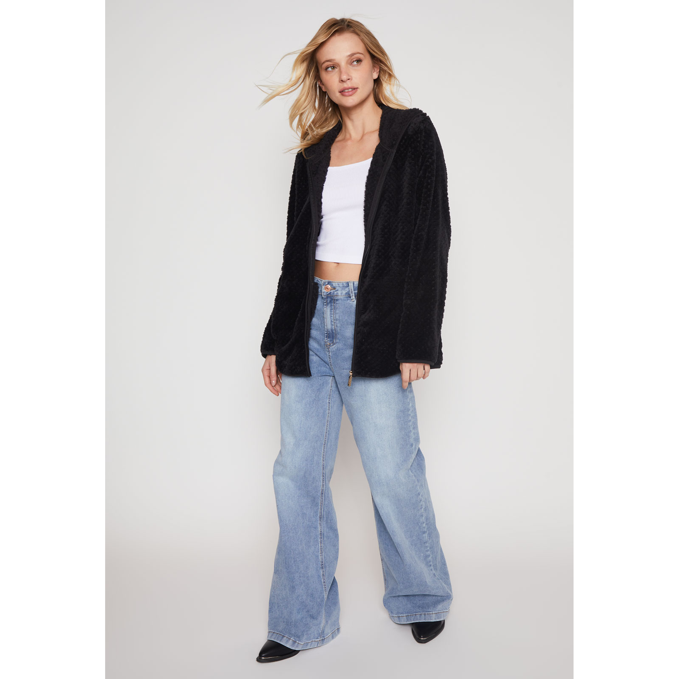 Polar Peludo Líneas Mujer Negro Familyshop 4