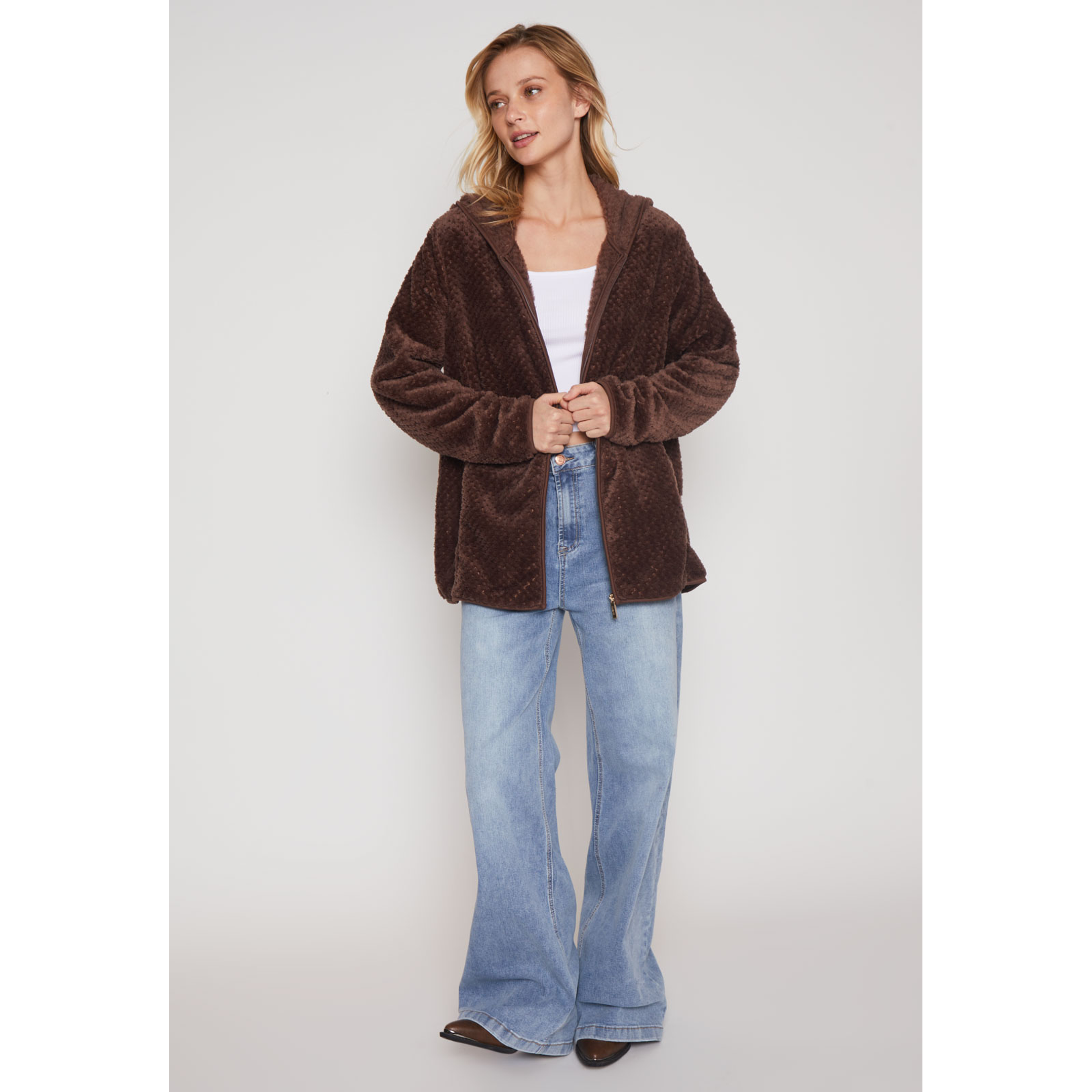 Polar Peludo Líneas Motas Mujer Café Familyshop 4