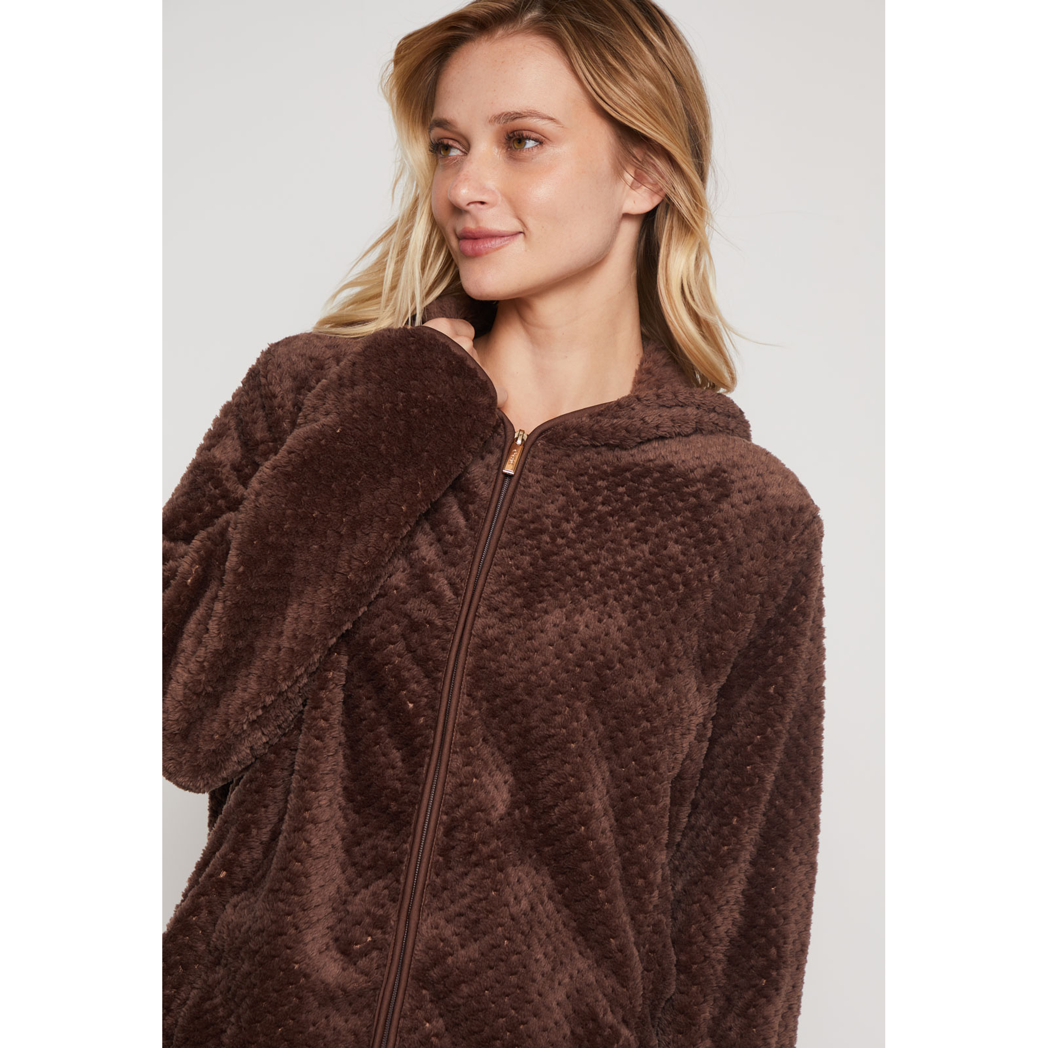 Polar Peludo Líneas Motas Mujer Café Familyshop 2