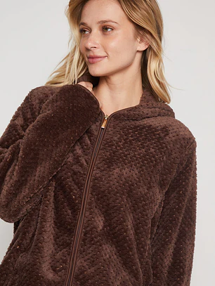 Polar Peludo Líneas Motas Mujer Café Familyshop