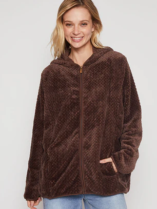 Polar Peludo Líneas Motas Mujer Café Familyshop