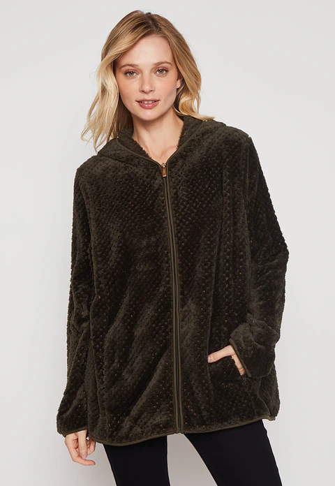 Polar Peludo Motas Mujer Verde Familyshop