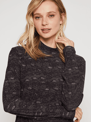 Polera Manga Larga Snake Mujer Negro Familyshop