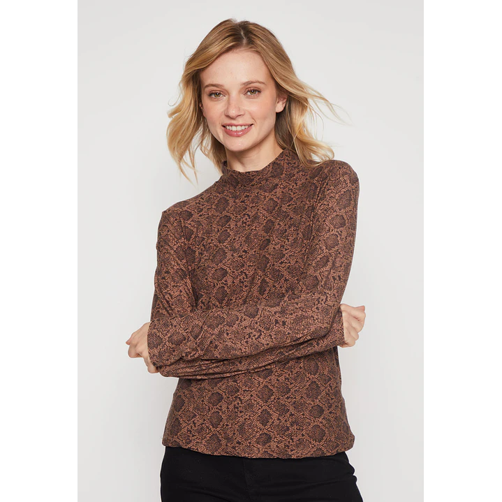 Polera Manga Larga Piel Mujer Café Familyshop 1