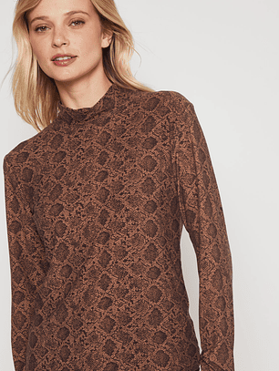 Polera Manga Larga Piel Mujer Café Familyshop