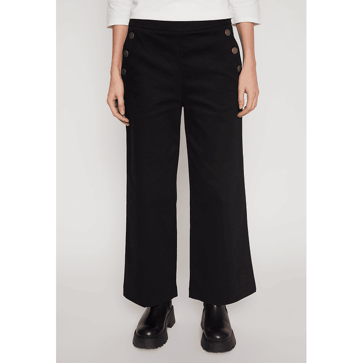 Pantalón Wide Leg Botones Mujer Negro Familyshop 1