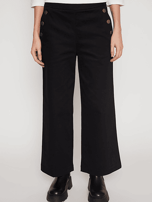 Pantalón Wide Leg Botones Mujer Negro Familyshop
