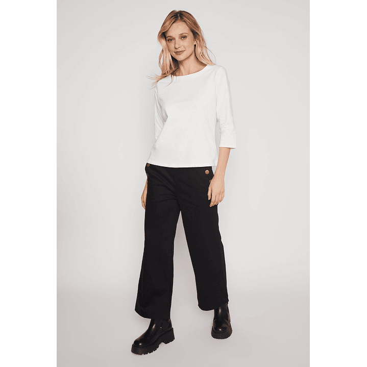 Pantalón Wide Leg Botones Mujer Negro Familyshop 4