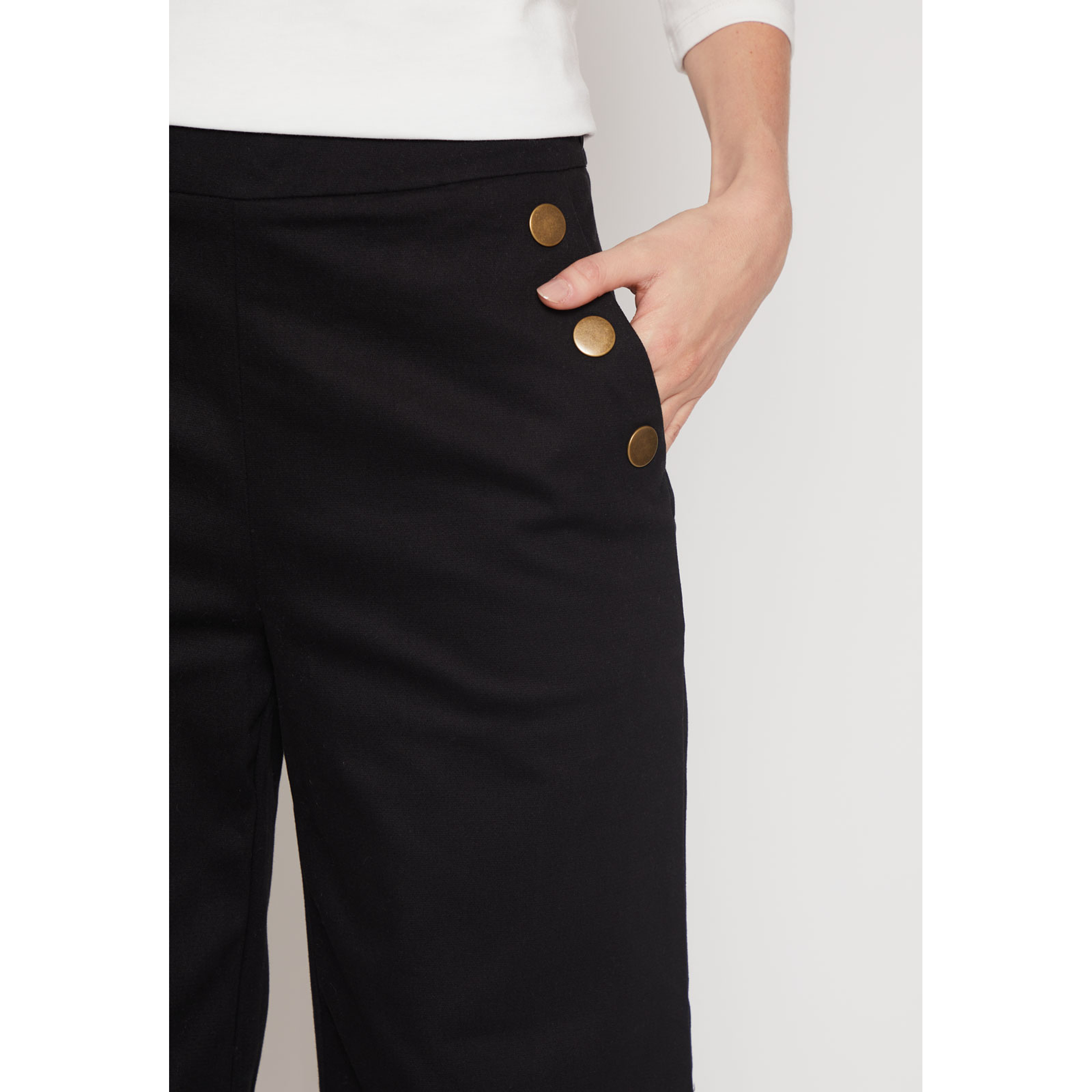 Pantalón Wide Leg Botones Mujer Negro Familyshop 2